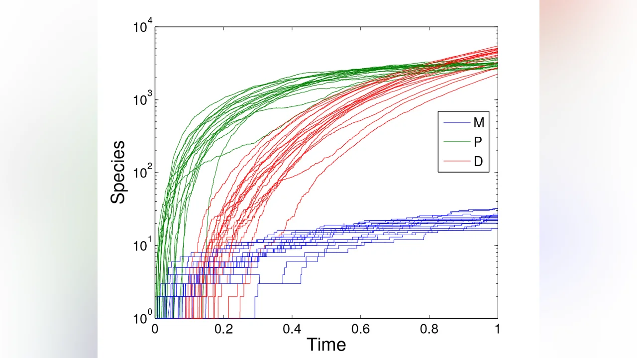 Species count mRNA, proteins, dimers - jump processes